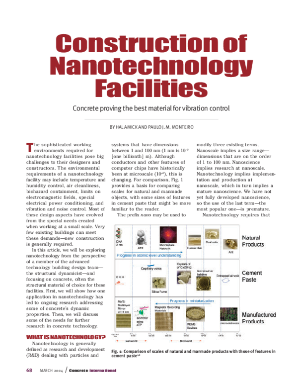 (PDF) Construction of nanotechnology facilities: Concrete proving the ...