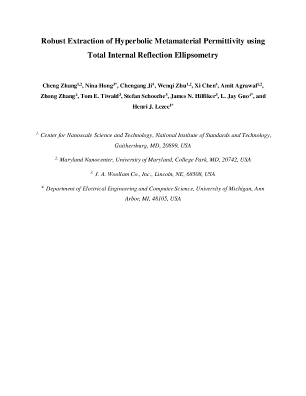 (PDF) Robust Extraction of Hyperbolic Metamaterial Permittivity Using ...