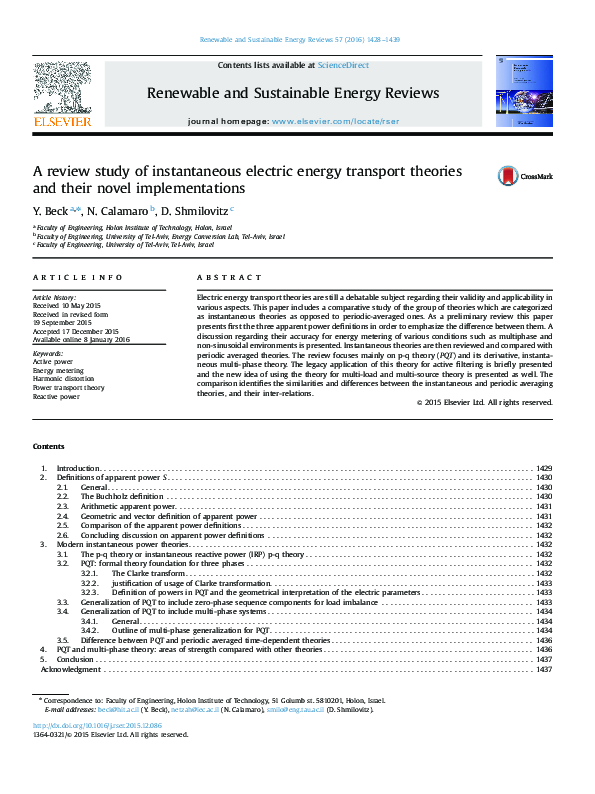 (PDF) A review study of instantaneous electric energy transport ...
