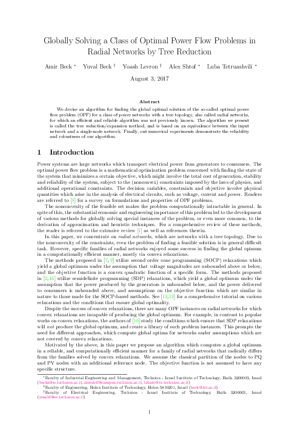 (PDF) Globally solving a class of optimal power flow problems in radial ...
