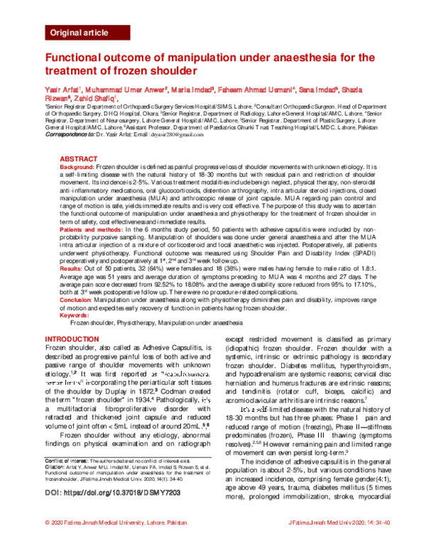 (PDF) Functional of manipulation under anaesthesia for the