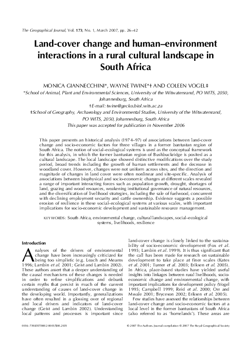 (PDF) Land-cover change and human environment interactions in a rural ...