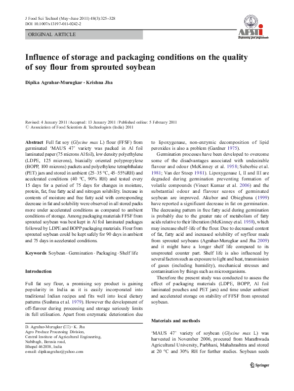 (PDF) Influence of storage and packaging conditions on the quality of ...