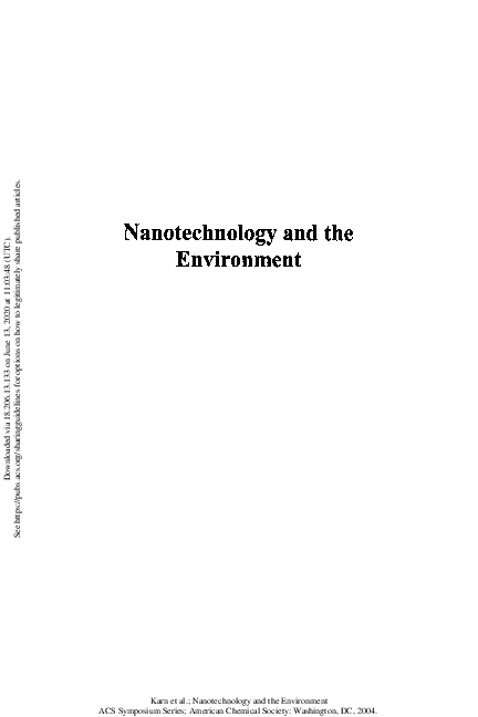  PDF Nanotechnology And The Environment Mousumi Sen Academia edu
