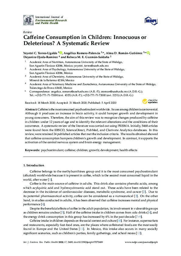 (PDF) Caffeine Consumption in Children: Innocuous or Deleterious? A ...
