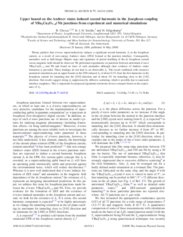 (PDF) Upper bound on the Andreev states induced second harmonic in the ...