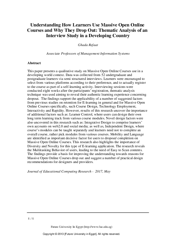 (PDF) Understanding How Learners Use Massive Open Online Courses and ...