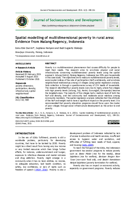 (PDF) Spatial modelling of multidimensional poverty in rural area ...