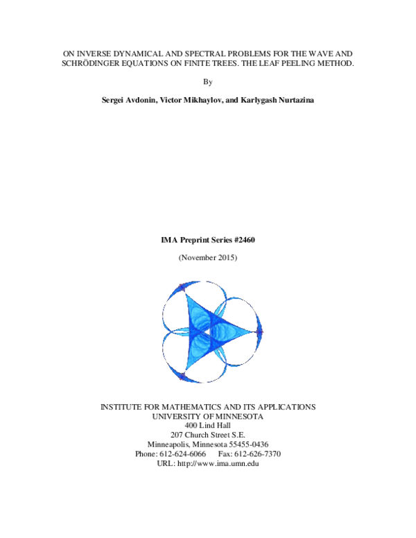 (PDF) On Inverse Dynamical and Spectral Problems for the Wave and ...
