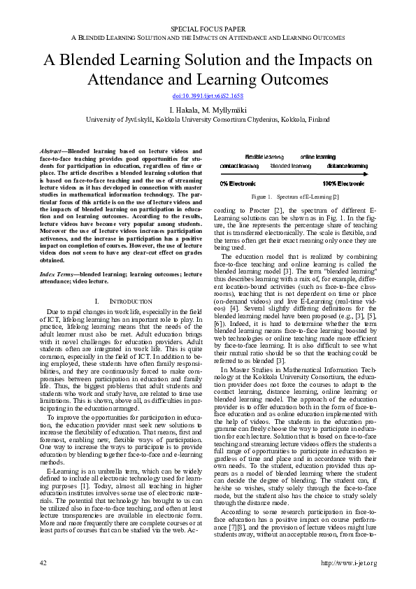 (PDF) A blended learning solution and the impacts on attendance and ...