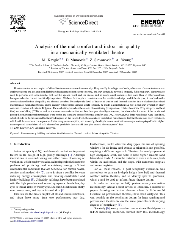 (PDF) Analysis of thermal comfort and indoor air quality in a ...