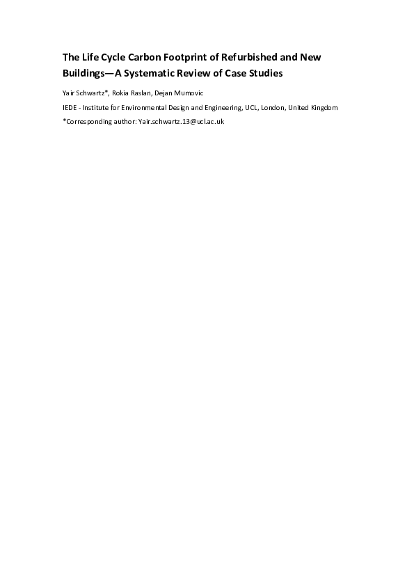 (PDF) The life cycle carbon footprint of refurbished and new buildings ...