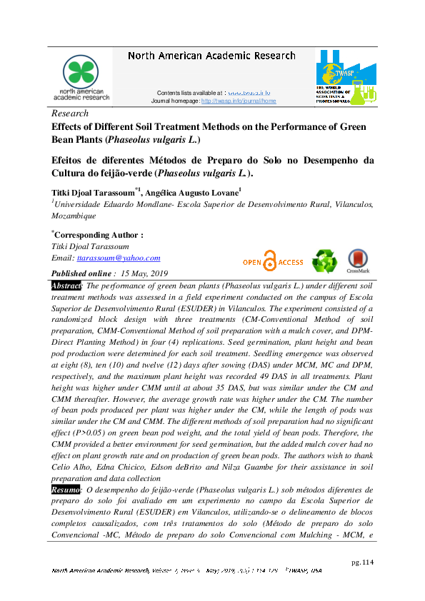 (PDF) Effects of Different Soil Treatment Methods on the Performance of ...
