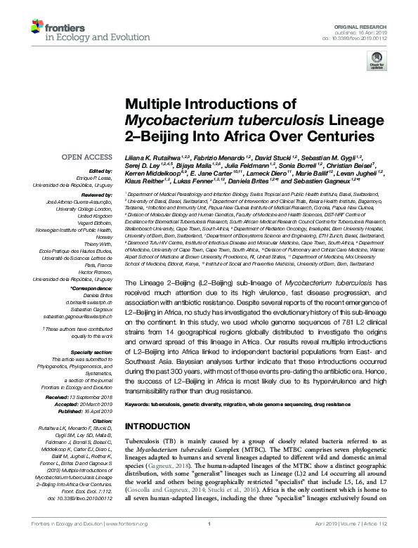 (PDF) Multiple Introductions of Mycobacterium tuberculosis Lineage 2 ...
