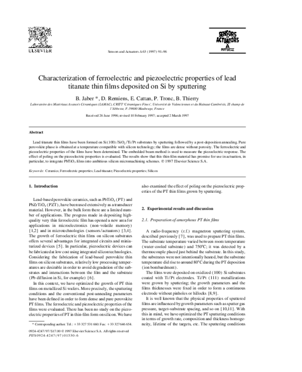 (PDF) Characterization of ferroelectric and piezoelectric properties of ...