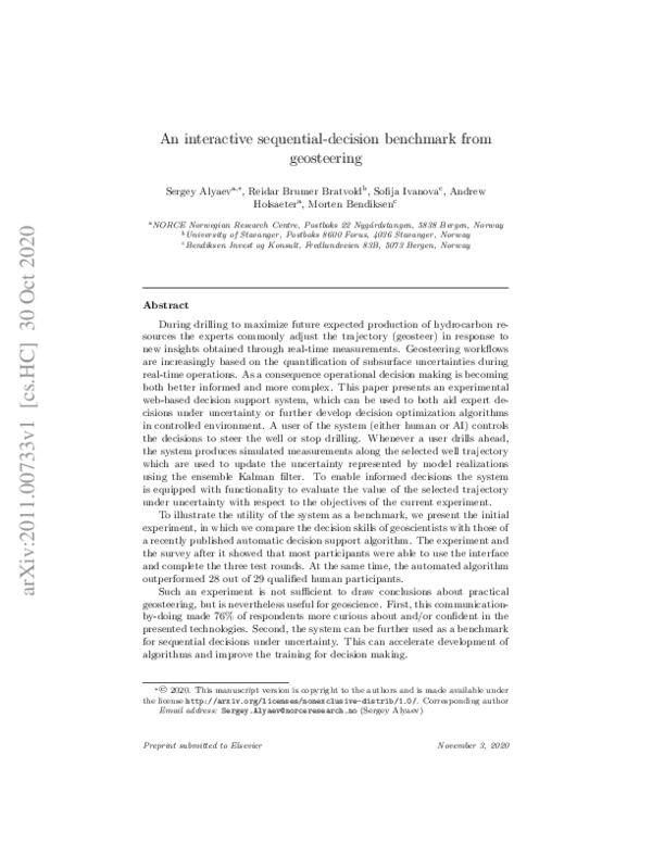 (PDF) An interactive sequential-decision benchmark from geosteering