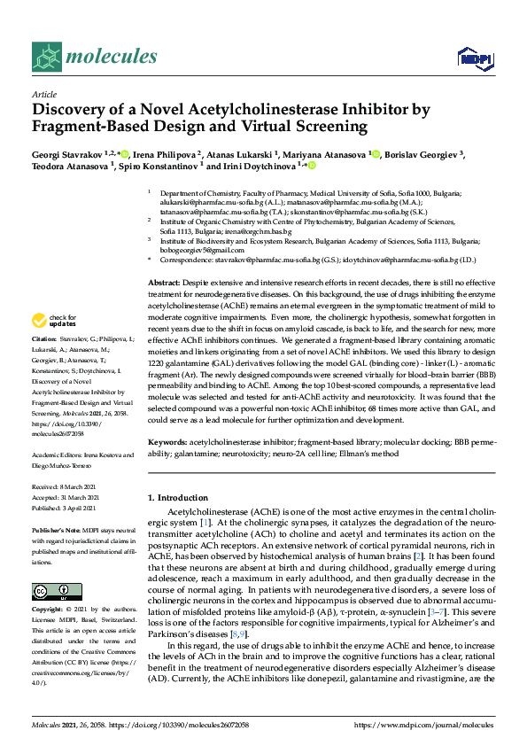 (PDF) Discovery of a Novel Acetylcholinesterase Inhibitor by Fragment ...