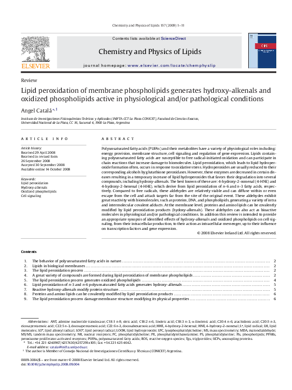 (PDF) Lipid peroxidation of membrane phospholipids generates hydroxy ...