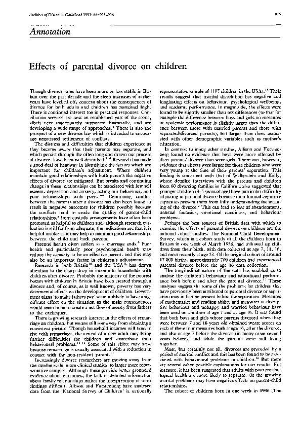(PDF) Effects of parental divorce on children