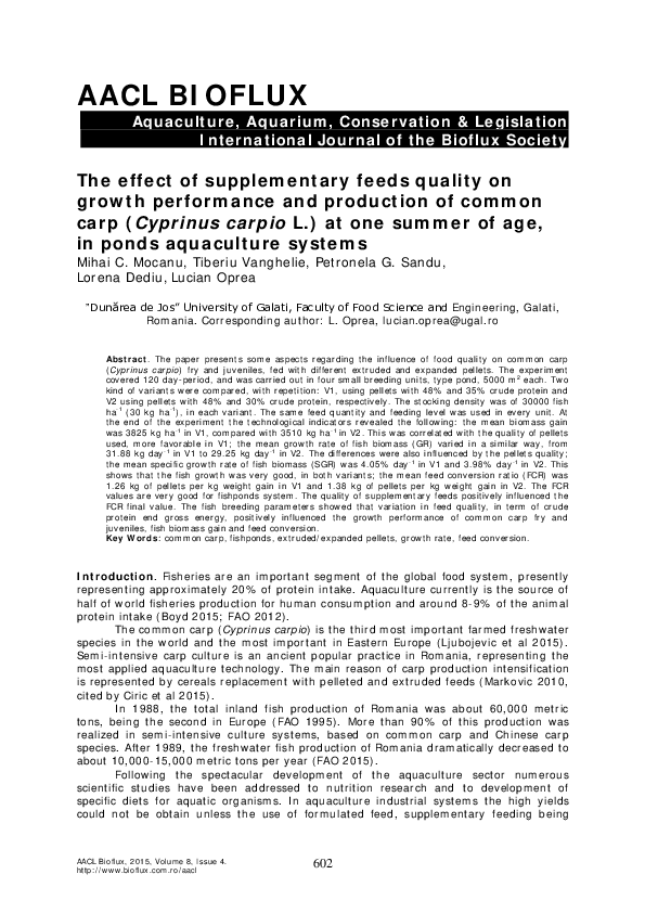 (PDF) The effect of supplementary feeds quality on growth performance ...