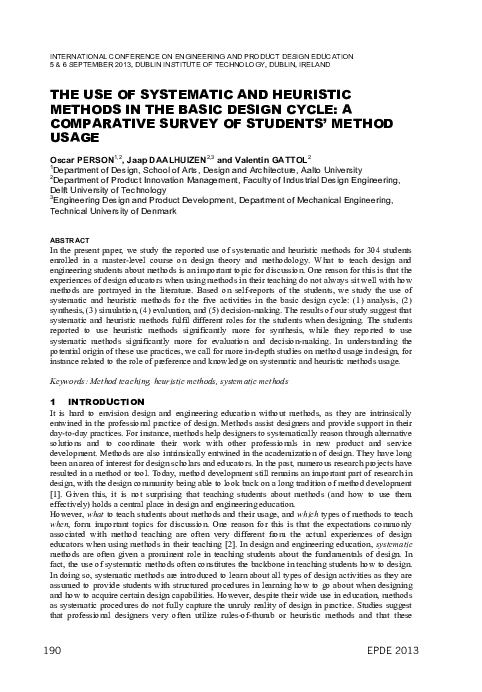 (PDF) The use of systematic and heuristic methods in the basic design ...