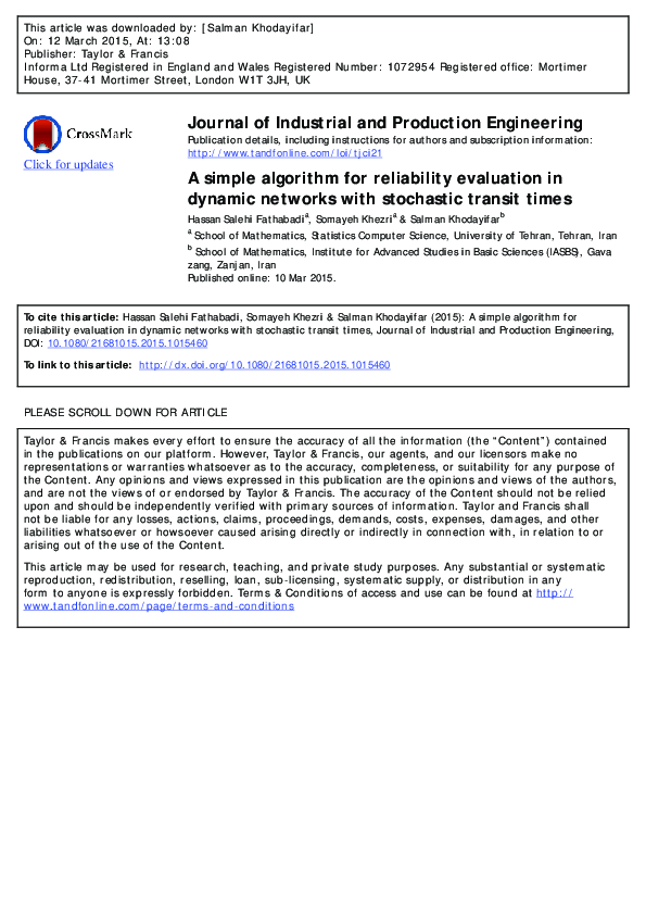 (PDF) A simple algorithm for reliability evaluation in dynamic networks ...