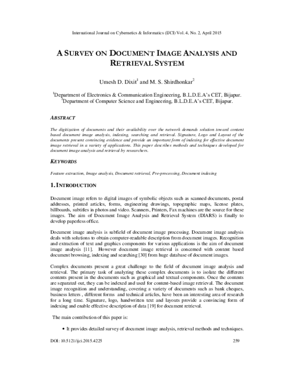 (PDF) A Survey on Document Image Analysis and Retrieval System