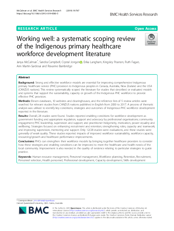 (PDF) Working well: a systematic scoping review of the Indigenous ...