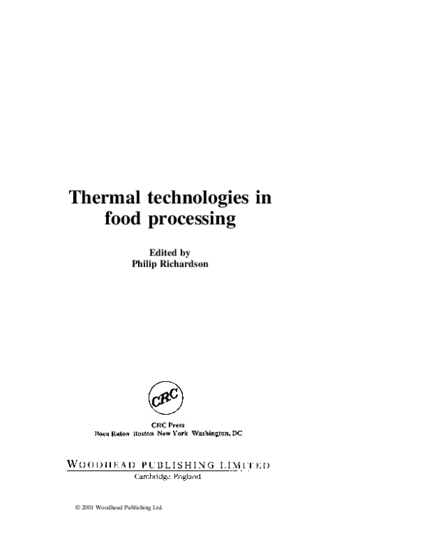 (PDF) Thermal technologies in food processing