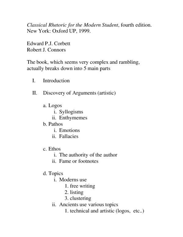 (PDF) Classical Rhetoric for the Modern Student