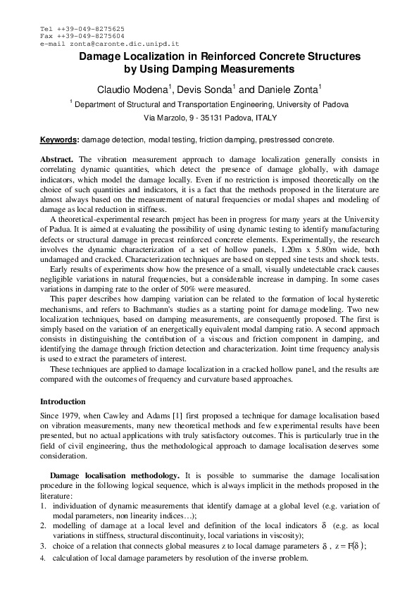 (PDF) Damage Localization in Reinforced Concrete Structures by Using ...