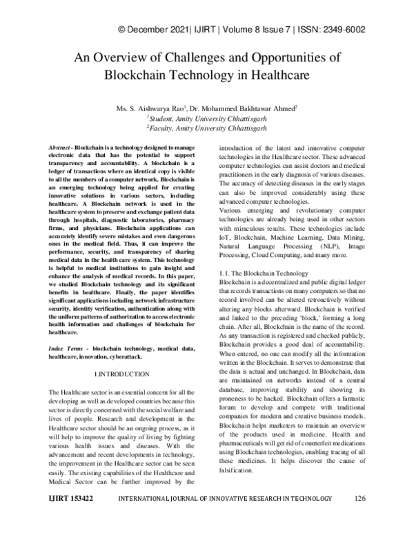 (PDF) An Overview of Challenges and Opportunities of Blockchain ...