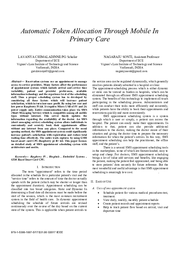 (PDF) Automatic token allocation system through mobile in primary care