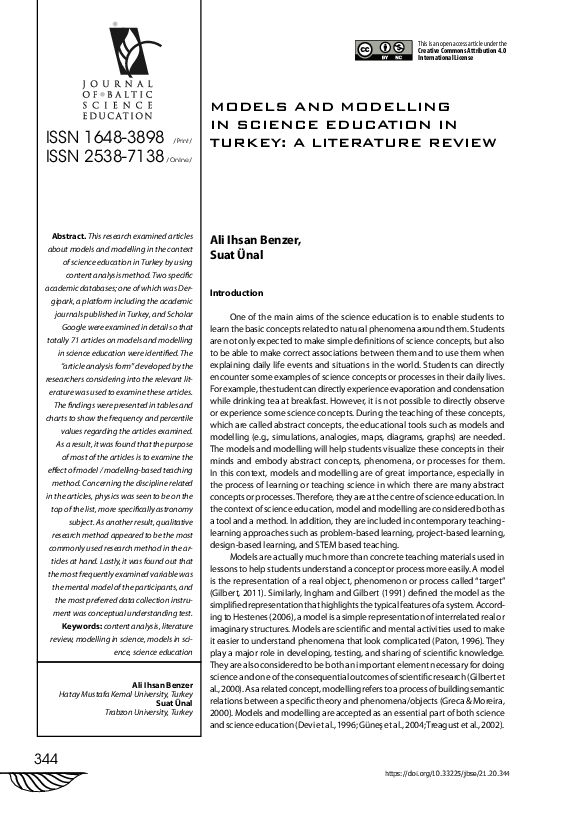 (PDF) Models and Modelling in Science Education in Turkey: A Literature ...