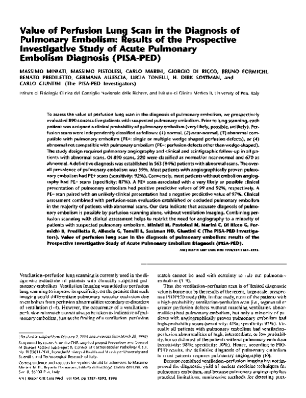 (PDF) Value of perfusion lung scan in the diagnosis of pulmonary ...