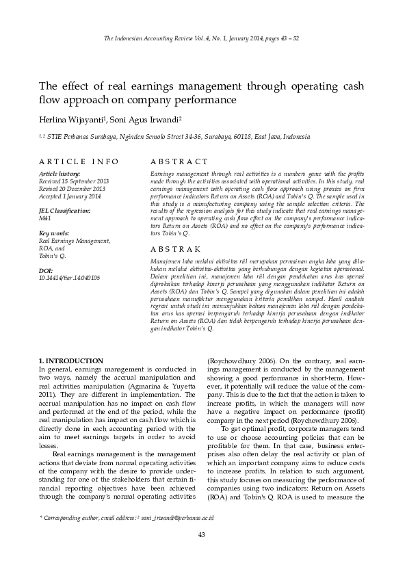 (PDF) The effect of real earnings management through operating cash ...