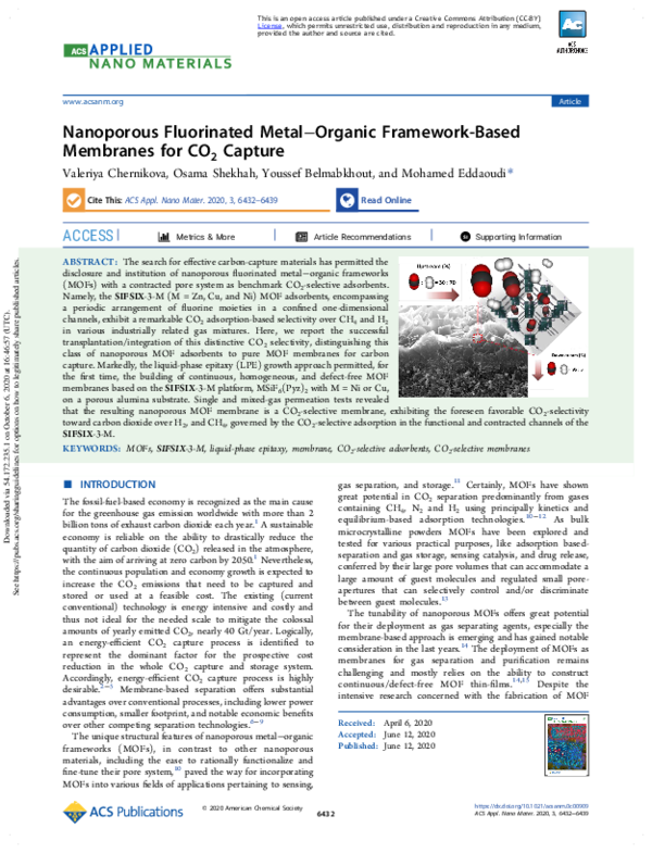 (PDF) Nanoporous Fluorinated MetalOrganic Framework-Based Membranes for ...