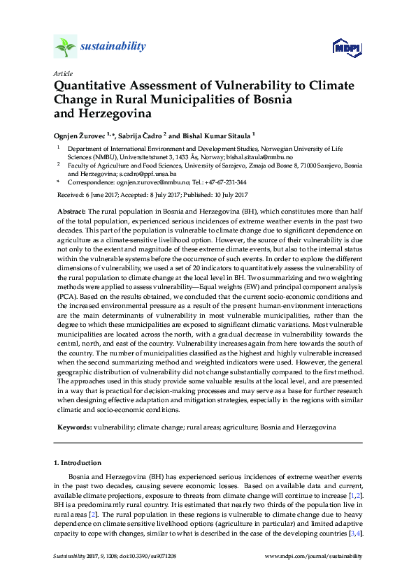 (PDF) Quantitative Assessment of Vulnerability to Climate Change in ...