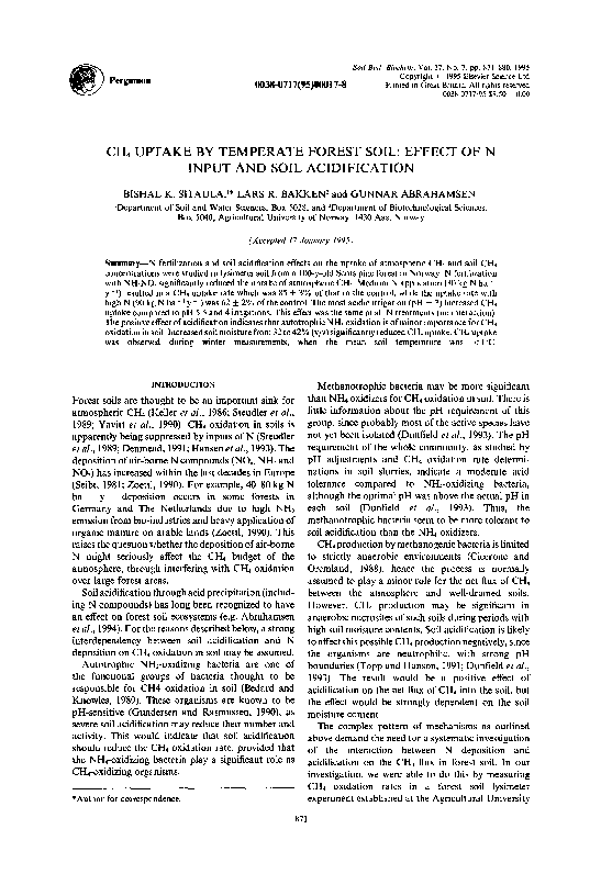 (PDF) CH4 uptake by temperate forest soil: Effect of N input and soil ...