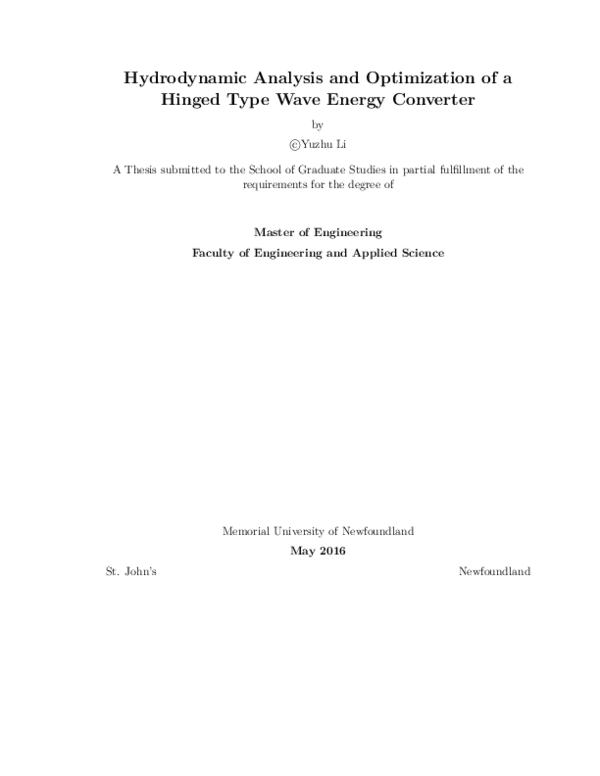 (PDF) Hydrodynamic Analysis and Optimization of a Hinged Type Wave ...