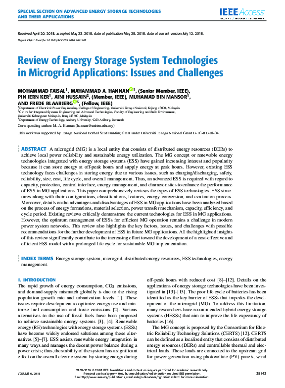 (PDF) Review of Energy Storage System Technologies in Microgrid ...
