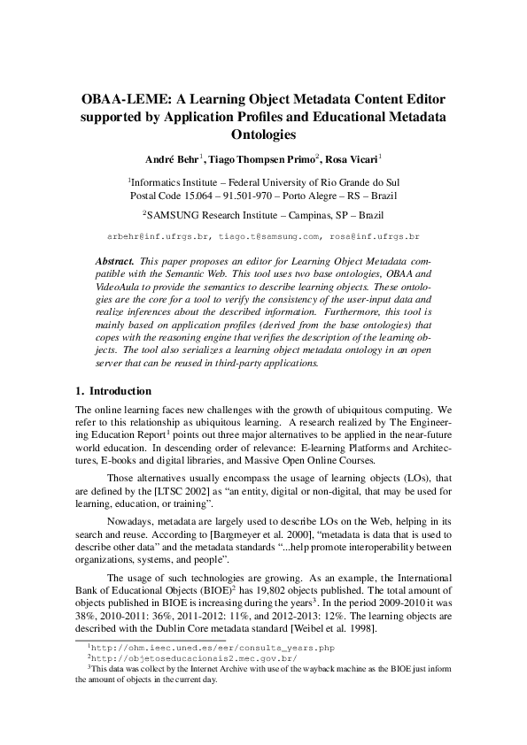 (PDF) A Learning Object Metadata Content Editor supported by ...