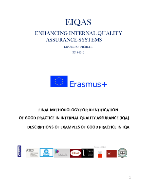 (PDF) EIQAS - Enhancing Internal Quality Assurance Systems : ERASMUS+ PROJECT 2014-2016 : Final ...