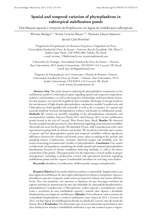 (PDF) Spatial and temporal variation of phytoplankton in subtropical ...