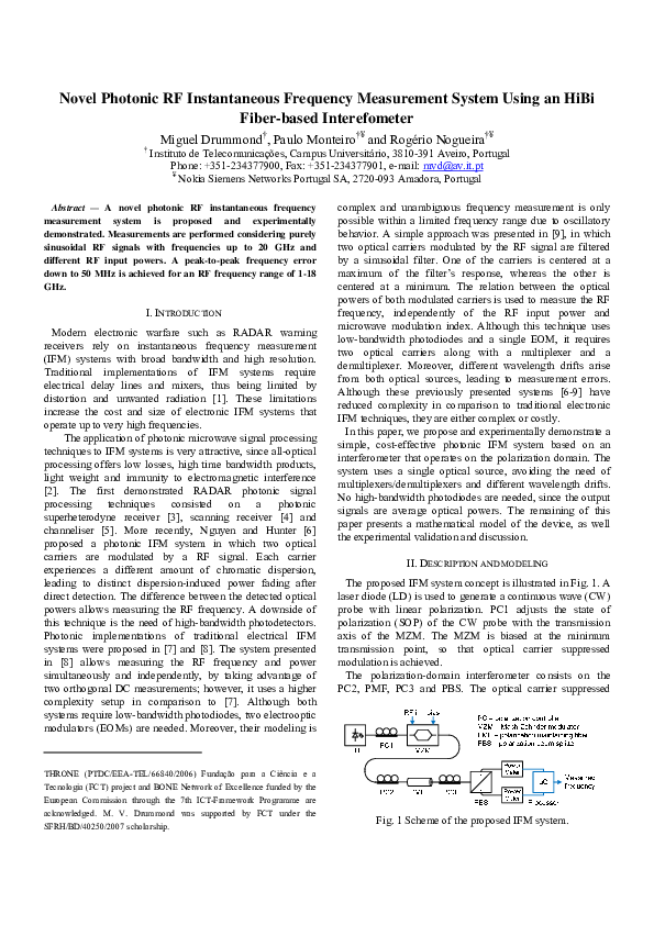 (PDF) Novel photonic RF instantaneous frequency measurement system ...
