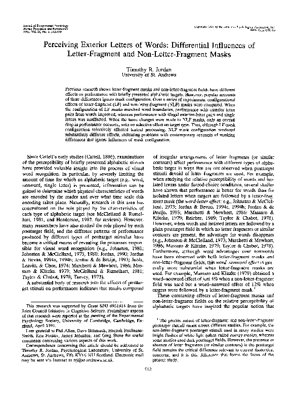 (PDF) Jordan, T.R. (1995). Perceiving exterior letters of words ...