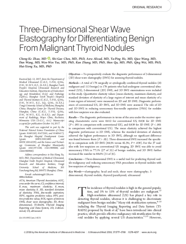 (PDF) Three-Dimensional Shear Wave Elastography for Differentiating ...