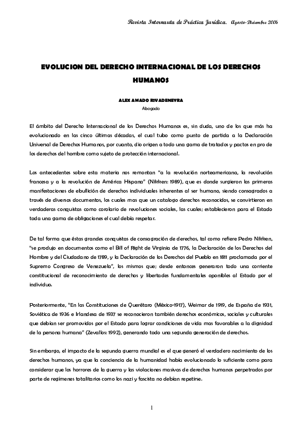(PDF) Evolución del Derecho Internacional de los Derechos Humanos