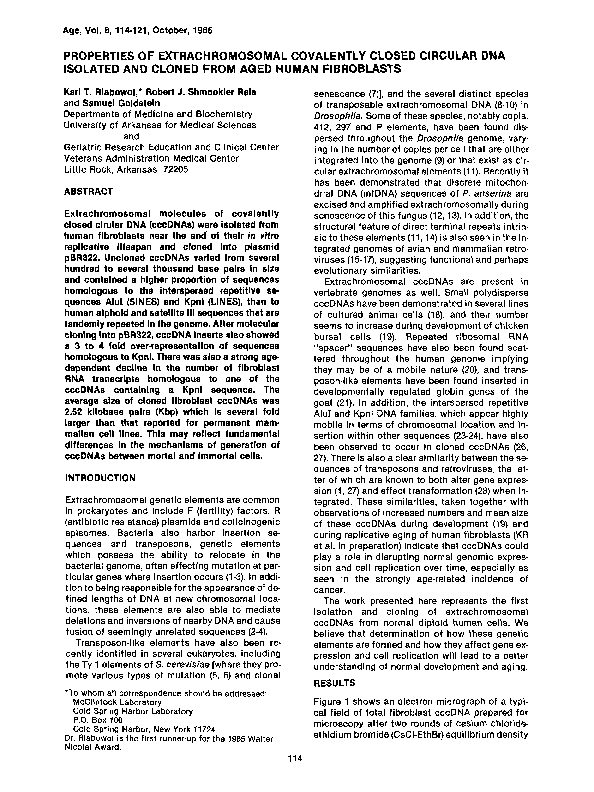 (PDF) Properties of extrachromosomal covalently closed circular DNA ...