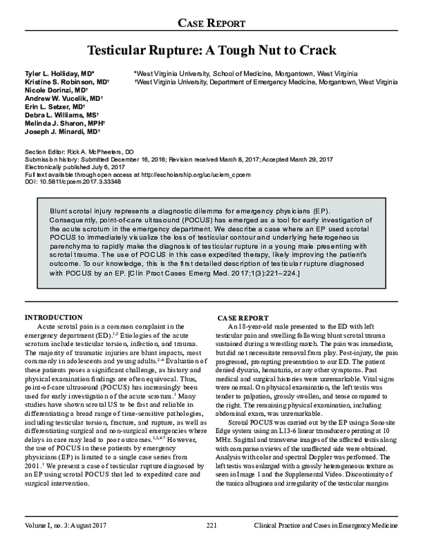 (PDF) Testicular Rupture: A Tough Nut to Crack